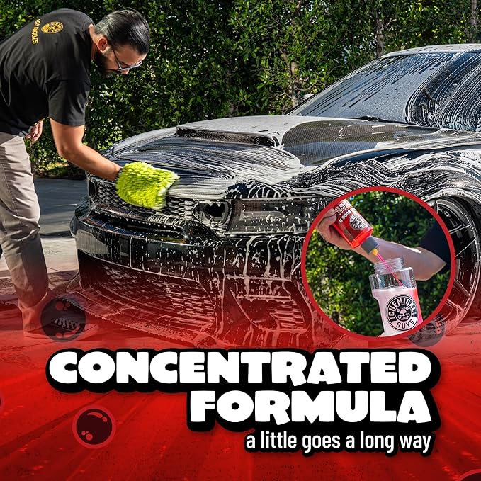Chemical Guys Maxi Suds II Foaming Car Wash Soap – High Foam Car Wash Soap, Cherry Scent Shampoo and Gloss Booster for Foam Cannons, Guns or Buckets – Gentle, Safe for Trucks, SUVs, and RVs, 64 oz