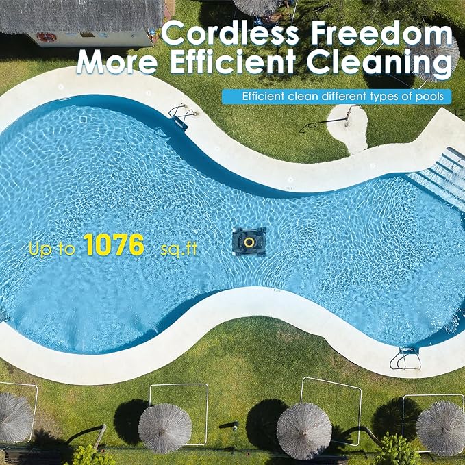 Cordless Robotic Pool Cleaner, Wall Climbing, Lightweight, Extended Battery Life, 8L Large Capacity, Advanced Dual-Motor, X1 Auto Pool Vacuum for Inground & Above Ground Pools Up to 1100 Sq.Ft, Orange