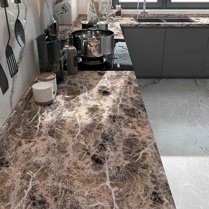 BAYYA Brown Marble Contact Paper Peel and Stick Wallpaper
