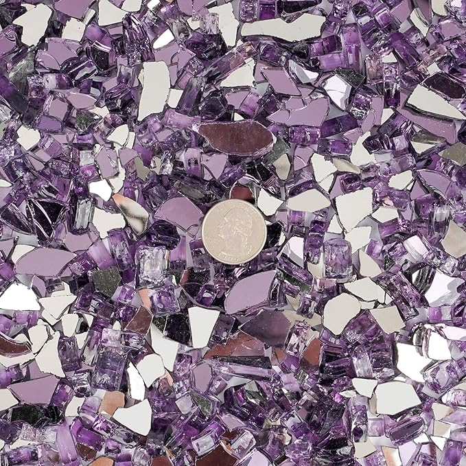 Mr. Fireglass 10 Pounds Fire Glass - 1/2 Inch High Luster Reflective Tempered Glass Rocks for Fireplace Fire Pit Table and Landscaping, Purple