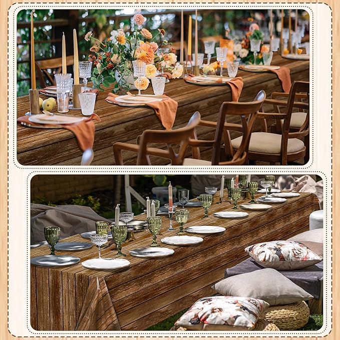 Kochorie 200 Ft x 54 Inch Wood Grain Tablecloth Roll in Slide Cutter Box