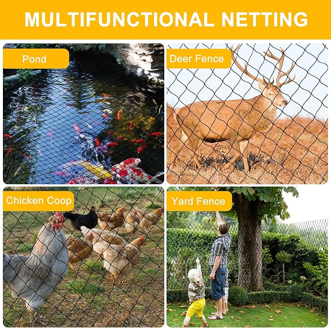 BSTPCOO Bird Netting 50ft x 100ft, Heavy Duty Garden Net 1 inch Mesh Nylon Nettings for Chicken Coop Roof, Poultry Netting Deer Fence Trellis Net for Fruits Trees Plants