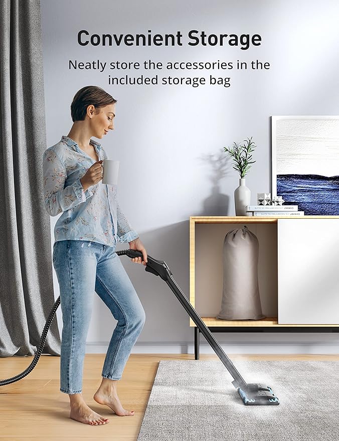 Steamer for Cleaning, Aspiron Multipurpose Portable Canister Steamer with 21 Accessories, Chemical-free, Steam Cleaner Carpet and Upholstery Floors Car Kitchen Tiles, 1.5L Capacity