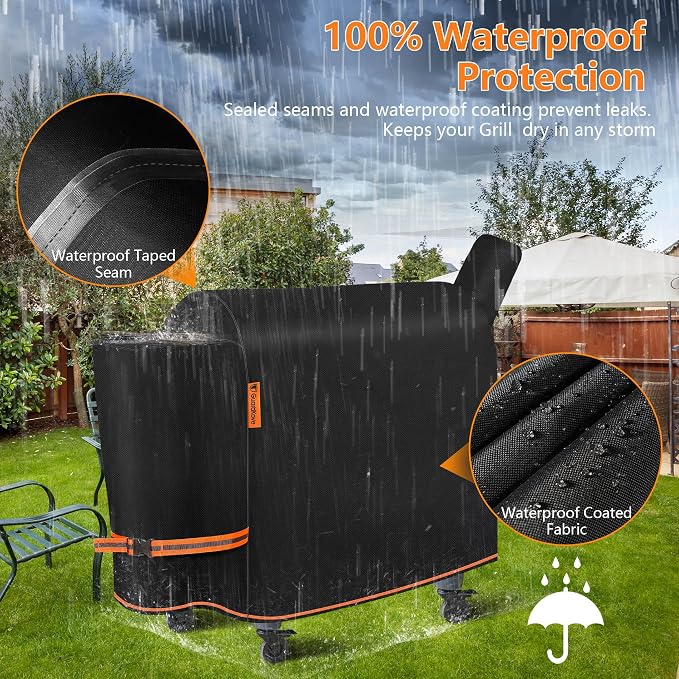 [Upgraded 1000D Heavy Duty Fabric]Grill Cover for Traeger Pro 34/780 Series, Waterproof Wood Pellet Smoker Cover, Tear & Fade Resistant with Buckle,Zipper, for Treager Pro 34/780/Texas 34, Z Grills700