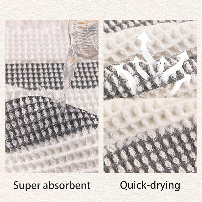 Waffle Bath Mat Non Slip, Boho Bathroom Rug, Super Absorbent Quick Dry Bathroom Mat, Soft Farmhouse Bath Rug with Tassels, Small Washable Shower Mats for Floor 16"x24", White and Grey