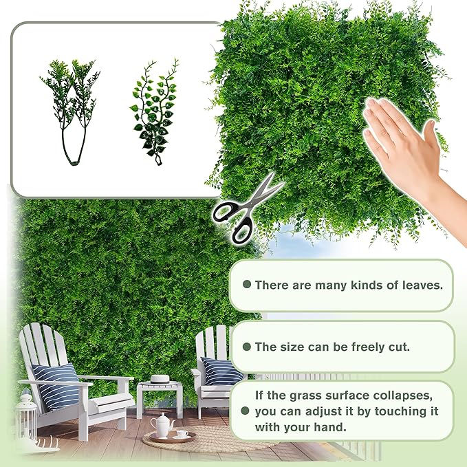 Greenery Faux Grass Wall Backdrop 40"x120"（33.5 SQFT） UV-Anti Artificial Green