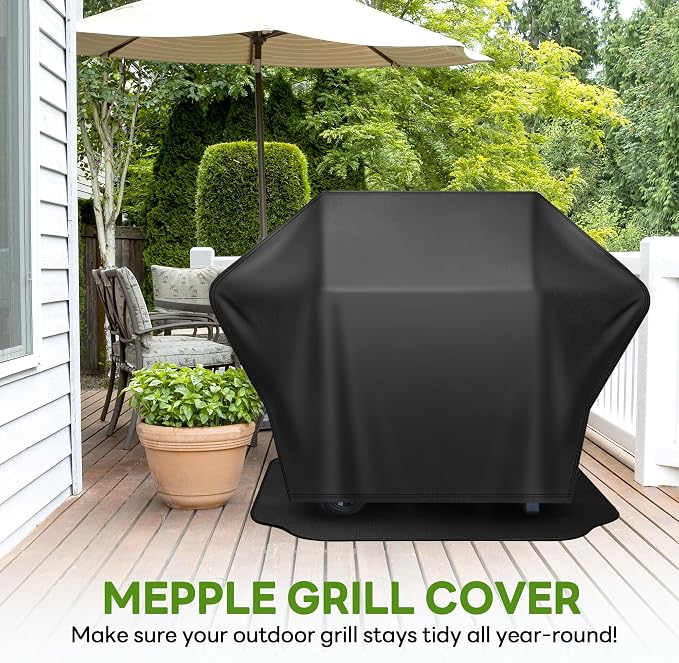 Grill Cover 65 Inch & Under Grill Mat,Waterproof Fade Resistant Anti-UV Barbecue Grill Cover & Weather Protection BBQ Cover for Griddle Outdoor,Compatible with Weber Nexgrill Charbroil Grill