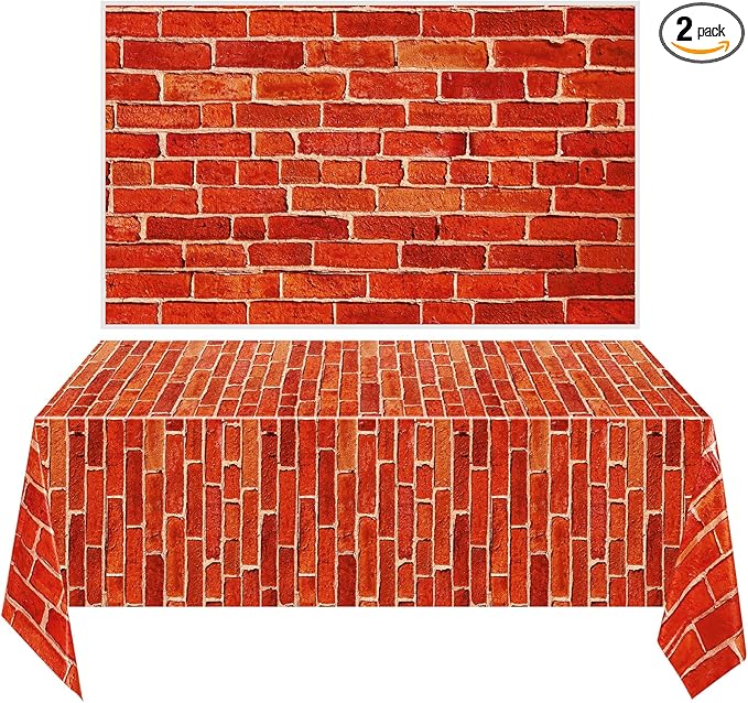 Chuangdi 2pcs 4.5 x 9 Feet Brick Wallpaper Peel and Stick Backdrop Tablecloth