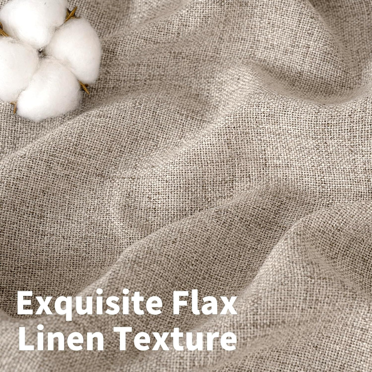 YoungsTex Short Linen Curtains 40 Inch Length for Kitchen Windows Over Sink, Small Drapes with Rod Pocket Back Tab Semi Sheer Light Filtering for Cafe Bathroom, 2 Panels, Oatmeal, 30 X 40 Inch