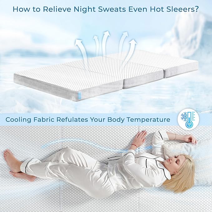 Odorless Foldable Mattress Twin XL 80" x 38" x 4", 4 Inch Folding Foam Mattress with Storage Bag, Trifold Memory Foam Mattress for RV, Guest Bed