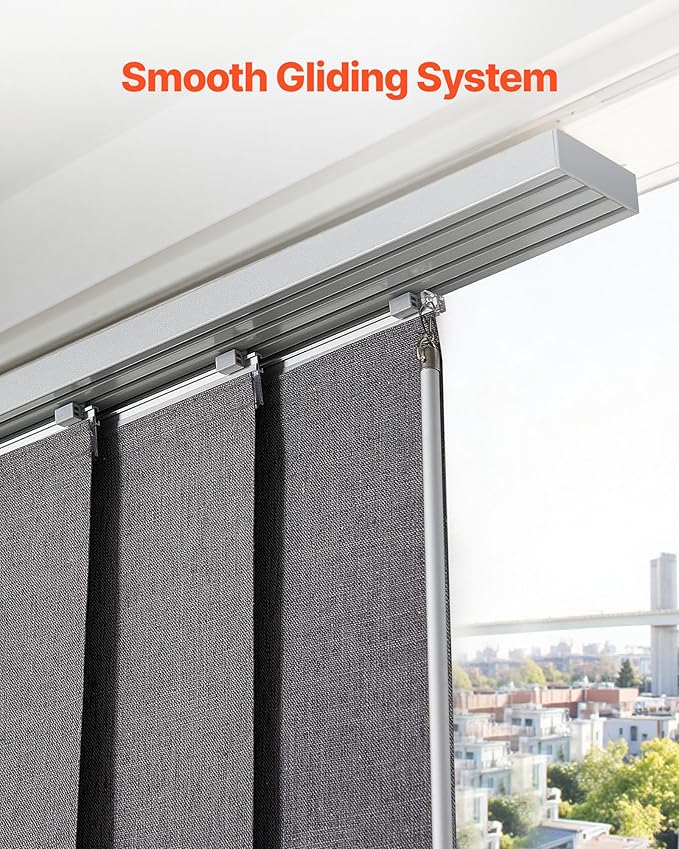 VEVOR Panel Track Blinds, Extendable Track from 45.8 in to 86 in W, Trimmable