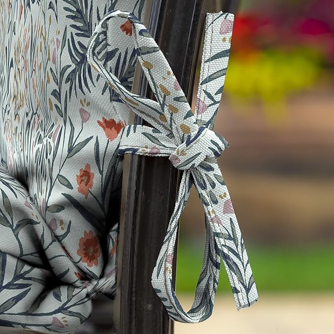 Arden 4-Pack Outdoor Patio Dining Chair Cushion, 20x44, Rain-Proof Seat Pad, Fade-Resistant Outdoor Cushion Pistachio Botanical