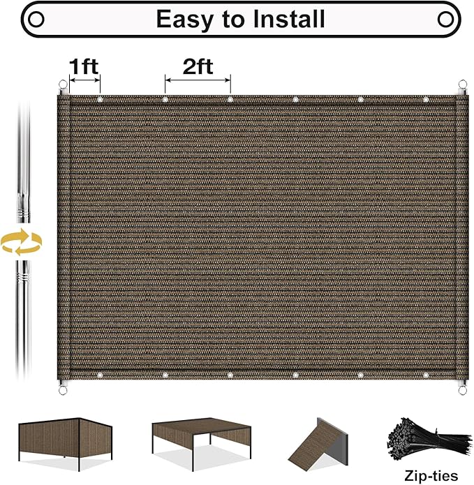 Shade&Beyond 6'x16' Pergola Shade Cover with Weighted Rods & Grommets, 90% UV Block Outdoor Sun Shade Cloth Canopy Replacement Cover for Patio Porch, Mocha