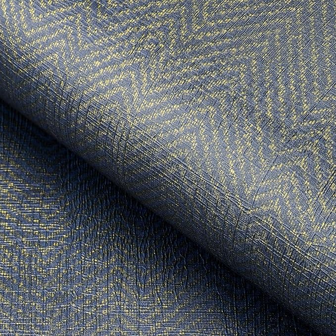 FunStick 24"x394" Removable Gold Dark Blue Textured Wallpaper Peel and Stick