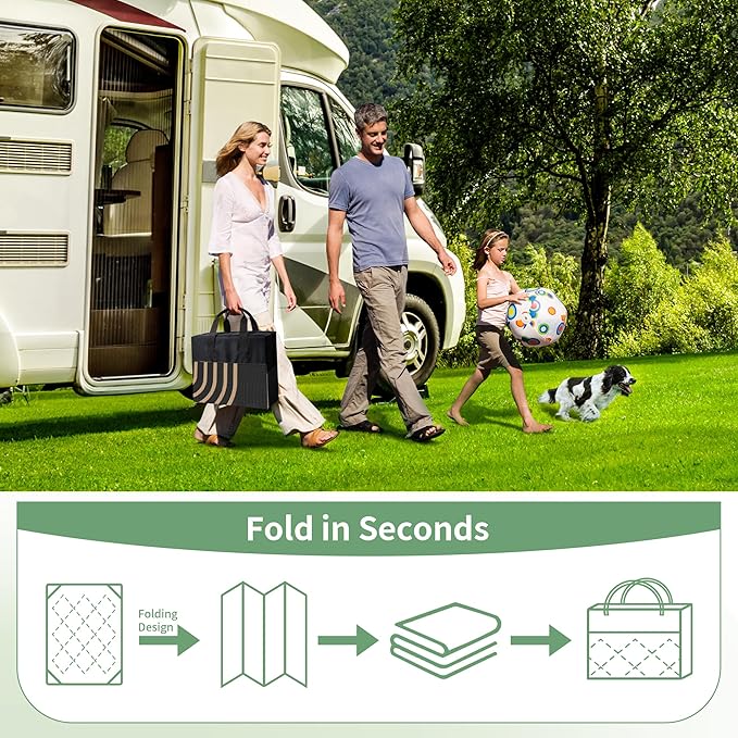 GENIMO Outdoor Rug 6' x 9' Waterproof for Patio Clearance, Reversible Plastic Straw Camping Carpet, Lightweight Rugs Mats for Rv, Backyard, Deck, Porch, Picnic, Balcony, Mix-Black & Brown
