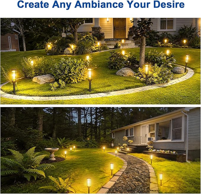 Solar Pathway Lights Outdoor Waterproof IP65, 8 Pack Warm White Solar Walkway Lights, Auto On/Off Outdoor Light for Lawn Garden Patio Driveway Decor Landscape Lighting