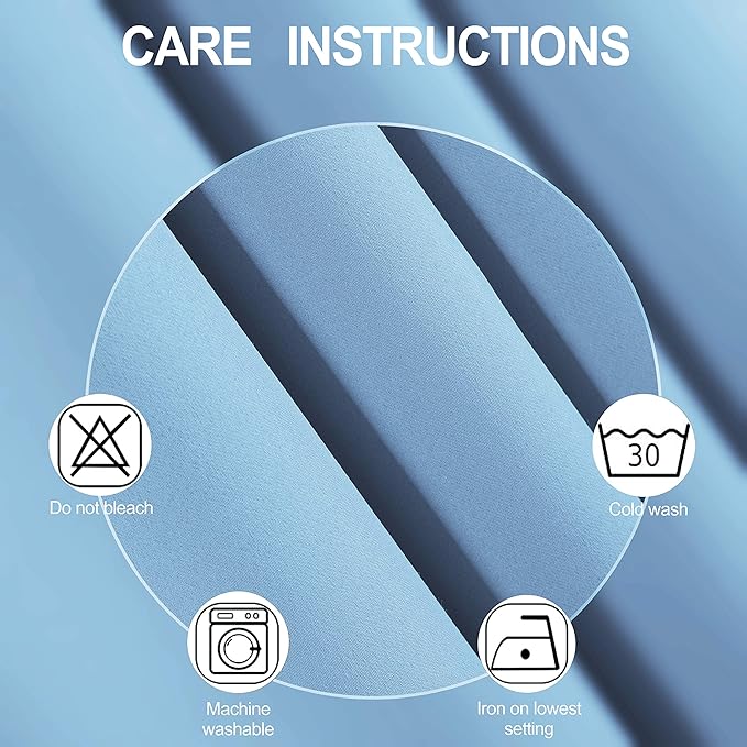 LEMOMO Sky Blue Thermal Blackout Curtains/42 x 72 Inch/Set of 2 Panels Room
