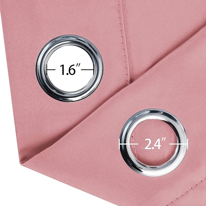 LEMOMO Pink Blackout Curtains 34 x 54 Inch Length/Set of 2 Curtain