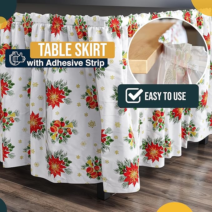 Exquisite Ruffle Table Skirt Holiday 6 Pack 14 Ft Long Table Skirts for Rectangle Tables 6ft Plus or Round Tables Skirts with Adhesive Strip for Gender Reveal Decor & Happy Birthday Parties