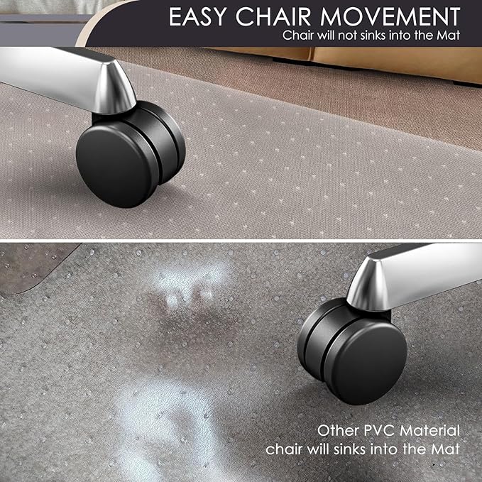 Kuyal Office Chair Mat for Carpet, 2 Pack 46x 55 Clear Heavy Duty Computer Chair Mat, Under Desk Protector Carpeted Floors Mat, Easy Chair Movement,Ship Flat