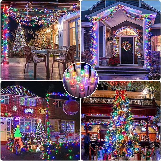 JMEXSUSS 150 LED Multicolor String Lights Indoor Outdoor Waterproof, 59 Ft Connectable Christmas Tree Lights, 8 Modes Plug in Colorful String Lights for Patio, Party, Holiday Decorations