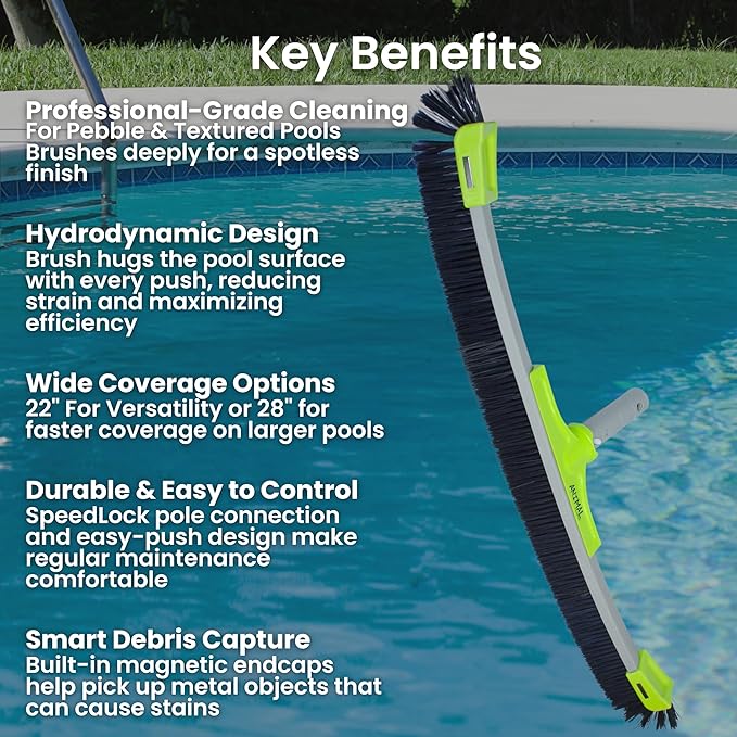 OREQ Corporation Animal Pro Pebble Pool Brush | Heavy-Duty Brush for Pebble & Textured Pool Surfaces | Professional Pool Wall & Floor Cleaning Tool (28 Inch)