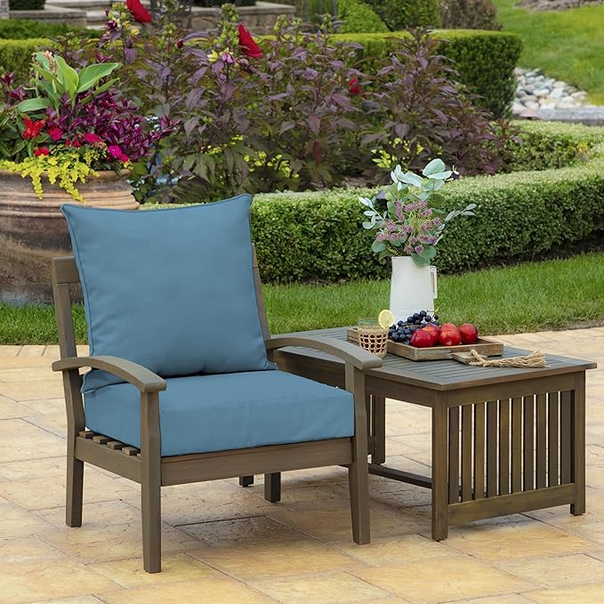 Arden Outdoor Foam Deep Seat Cushion (4-Pack), 22x24, Premium High-Density Foam, Never Flattens, Weather-Proof for Patio Chair Sofa Couch, French Blue Texture