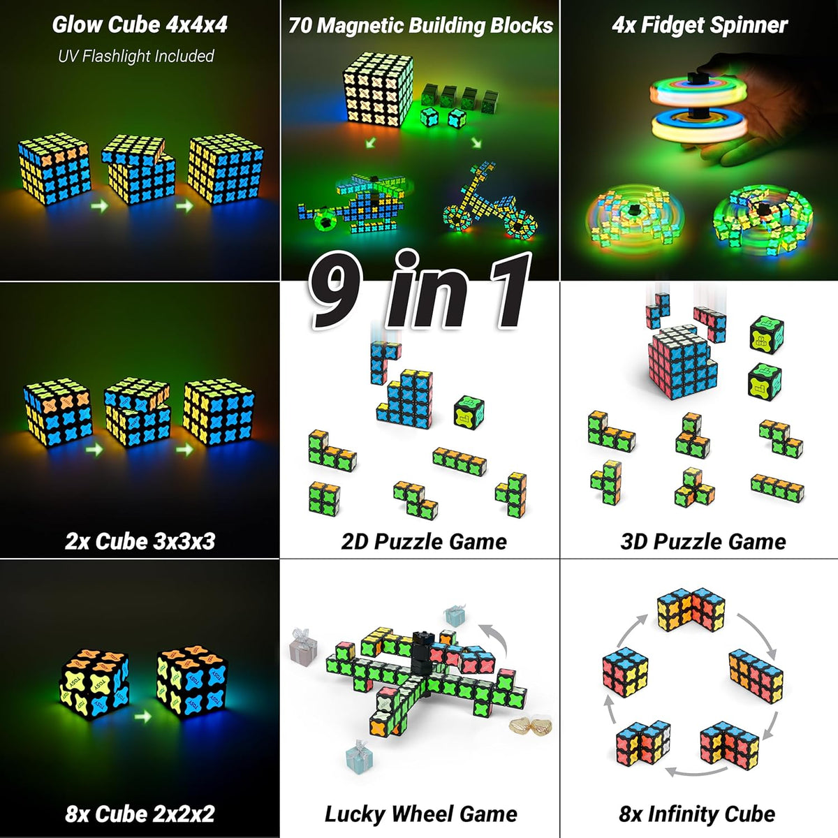 TOSY Magnet Cube 4x4 - 70 Blocks with 560 Magnets | Creative Building & Fidget Toy for Kids