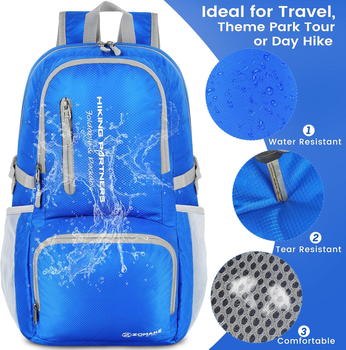 ZOMAKE Lightweight Packable Backpack - 35L Light Foldable Hiking Backpacks Water Resistant Collapsible Daypack for Travel(Dimgray)