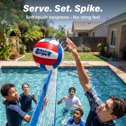 GoSports Pro Neoprene Pool Volleyballs - Waterproof 2-Pack with Ball Pump for Ultimate Fun
