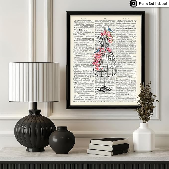 Poster Master Mannequin Print - Fashion Poster - Dictionary Art - Great Gift for Men, Women & Dressmaker - Sewing & Flower Art - Chic Decor for Living Room, Dorm or Office - 8x10 UNFRAMED Wall Art