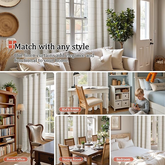 Lajode Linen Blackout Curtains for Living Room
