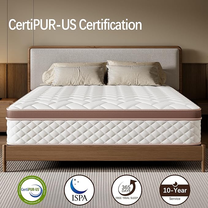 10-Inch King Size Mattress - Premium Cooling Gel Memory Hybrid Foam & 8.5" High Pocket Coils | CertiPUR-US Certified | Pressure Relief & Motion Isolation | 365-Night Risk-Free Trial