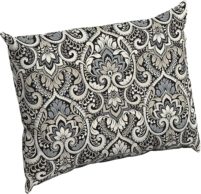 Arden Deep Seat Pillow Back Cushion, 23 x 17, Outdoor/Indoor Replacement Back Cushion, Plush Support, Fade-Resistant, Rain-Proof Patio Furniture Cushion, Black Aurora Damask