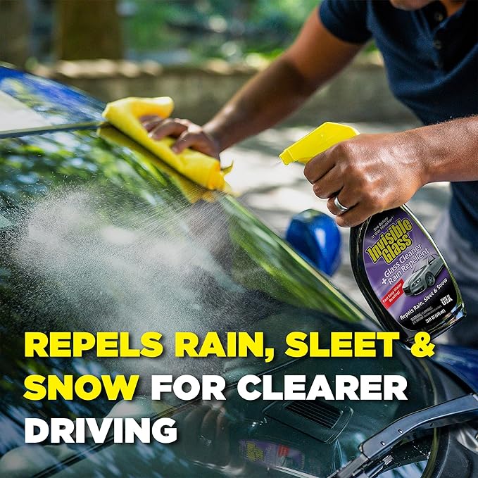 Invisible Glass 92184 Glass Cleaner + Rain Repellent 2-in-1 Windshield and Window Spray, Cleans Auto Glass, Repels Rain, Sleet, Snow, Improves Wet Weather Visibility ?€? 22 fl oz