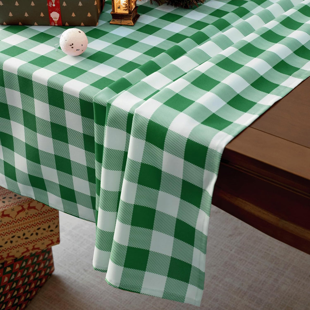Waterproof Checkered Tablecloth Fabric - Rectangle 58x84 Inch Classic Gingham Buffalo Plaid Table Cloth for Indoor/Outdoor Use - Washable Table Cover for Kitchen, BBQs, and Parties