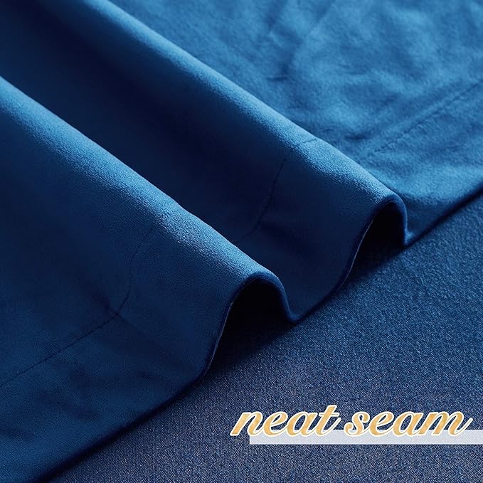 NICETOWN Blue Velvet Curtain Panels 84 inch Long, Luxury Rod Pocket Window