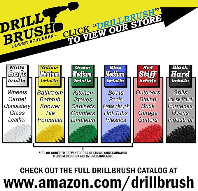 Drillbrush Green – Drill Power Kitchen Scrub Brush Kit – Oven Cleaning Drillbrush Attachment – Drill Scrubber Attachment for Dishes – Stove Cleaning Brush for Drill
