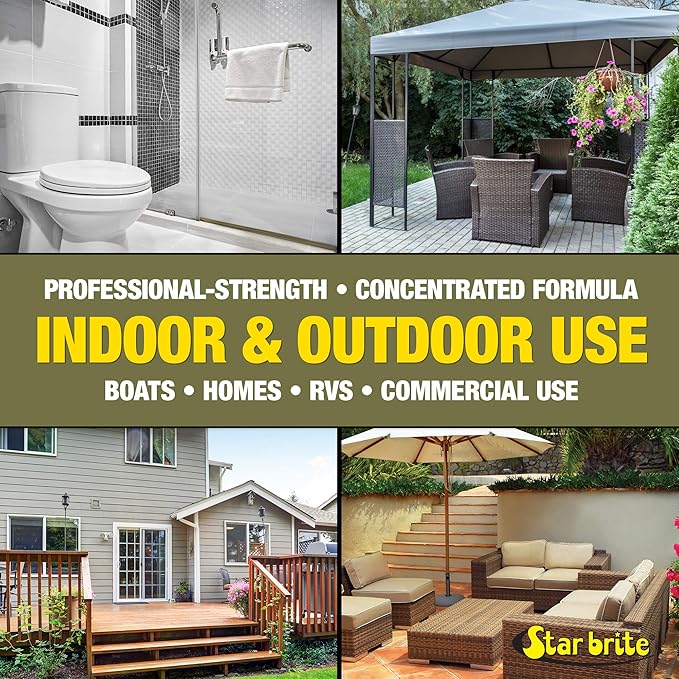 STAR BRITE O/C Mildew Stain Remover - Professional Strength, Quick-Acting, Multi-Surface Cleaner for Outdoor Furniture, Vinyl & Grout - 1 Gallon (054400)