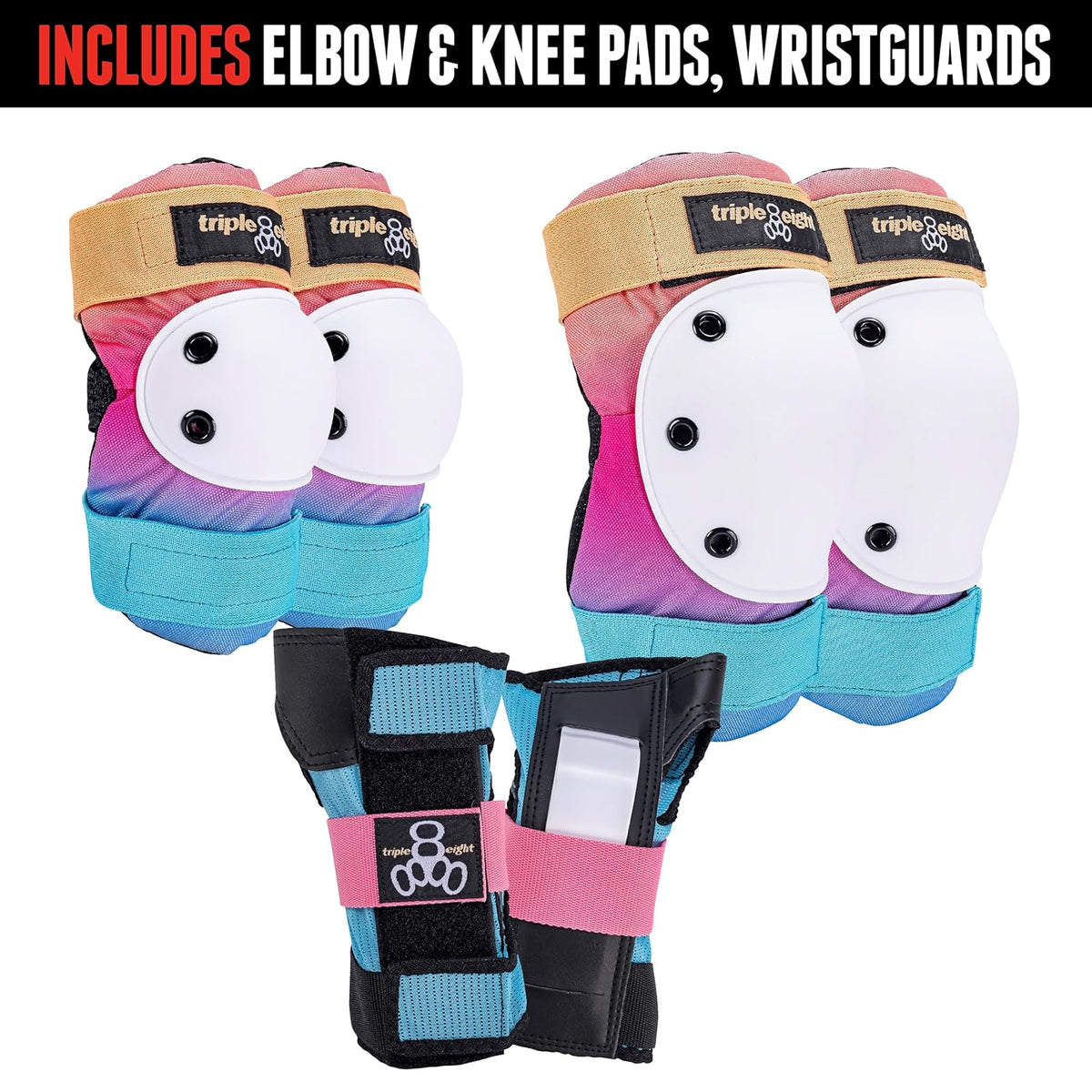 Triple Eight Saver Series Pad Set - 3-Pack Protective Gear for Skateboarding & Biking