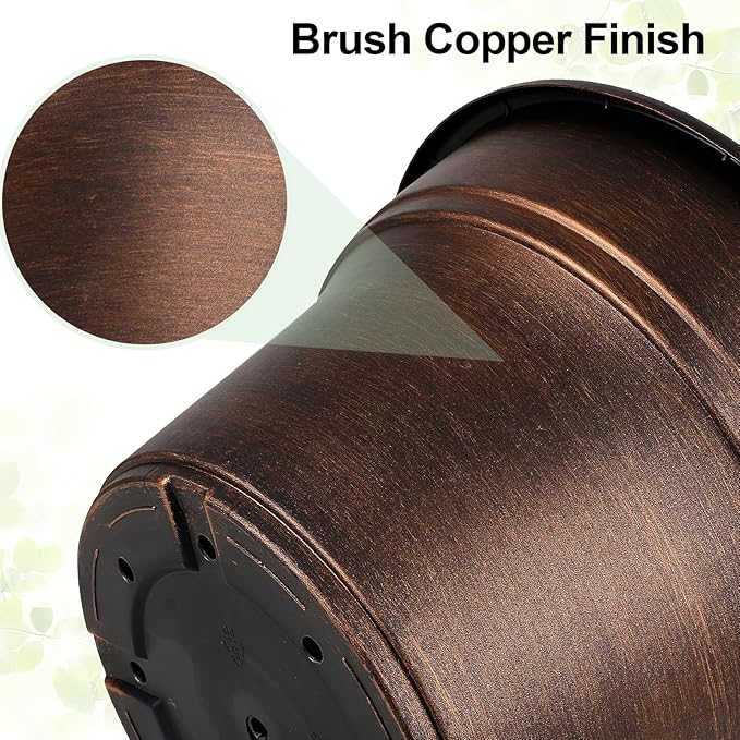 Plant Planters Pots Set of 4 Pack 16 Inch，Large Plastic Flower Pot for Indoor Plants with Drainage Holes & Trays, Resin Decorative Container Sets with Saucer for House Outdoor Garden Plant Copper