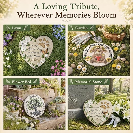 GIGALUMI Garden 10" Stepping Stones Outdoor, Family Tree Grandma Garden Stones, Hand Print Garden Decorations Walkway, Round Tree of Life Decorative Stepping Stone, Gifts for Grandma, Mom, Sister