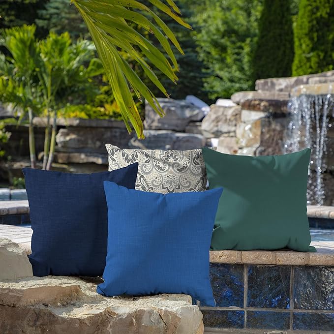 Arden Outdoor Toss Pillow, 2 Pack, 16 x 16, Rain-Proof, Fade Resistant Cobalt Blue Texture