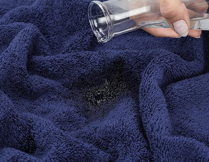 American Soft Linen Luxury Hand Towels for Bathroom, 600 GSM 100% Cotton Turkish 4 Piece Hand Towel Set, 600 GSM Hand Face Towels for Kitchen, Navy Blue Hand Towels