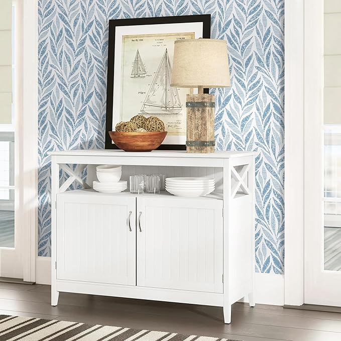 Safiyya 393"x17.3" Blue Peel and Stick Wallpaper Boho Contact Paper Modern
