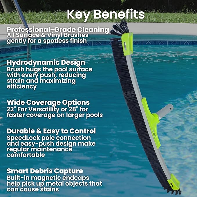 OREQ Corporation 22"/28" Animal Pro Pool Brush | Heavy-Duty All Surface & Vinyl Brush | Professional Pool Wall & Floor Cleaning Tool (28")