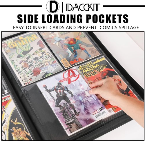 D DACCKIT Premium Comic Binder - Holds 96 Comic Books with Sleeves | Brilliant Orange Storage Solution
