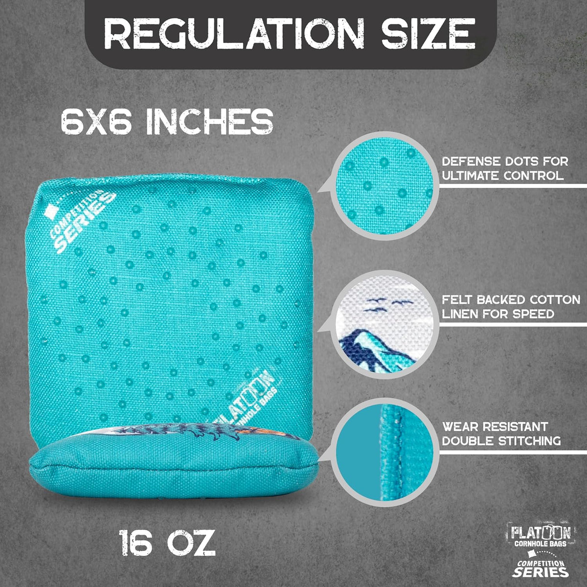 Play Platoon Cornhole Bags Set of 8 - Regulation Professional Weight Double-Sided Slick & Stick