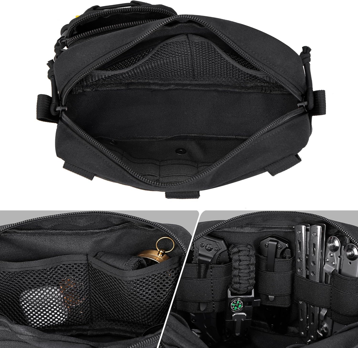 Skiennix Tactical Molle Pouch - Water-Resistant Admin Pouch with US Flag Patch | Versatile Utility for Vests & Backpacks