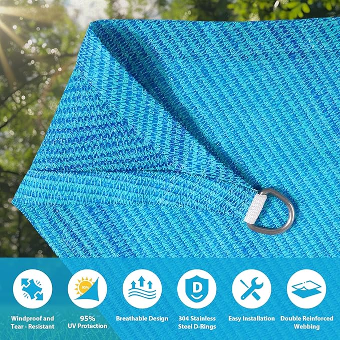 Amagenix Sun Shade Sail 12X25 Curved Edge Outdoor Shade Canopy Turquoise Mixed Breathable 95% UV Block Shade Cloth for Patio Garden Backyard (We Make Custom Size)